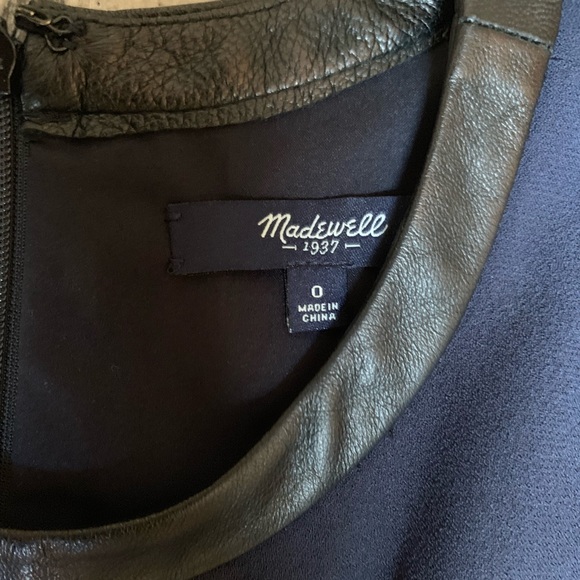 Madewell Navy Peplum Top w/Black Leather Trim - Picture 7 of 8